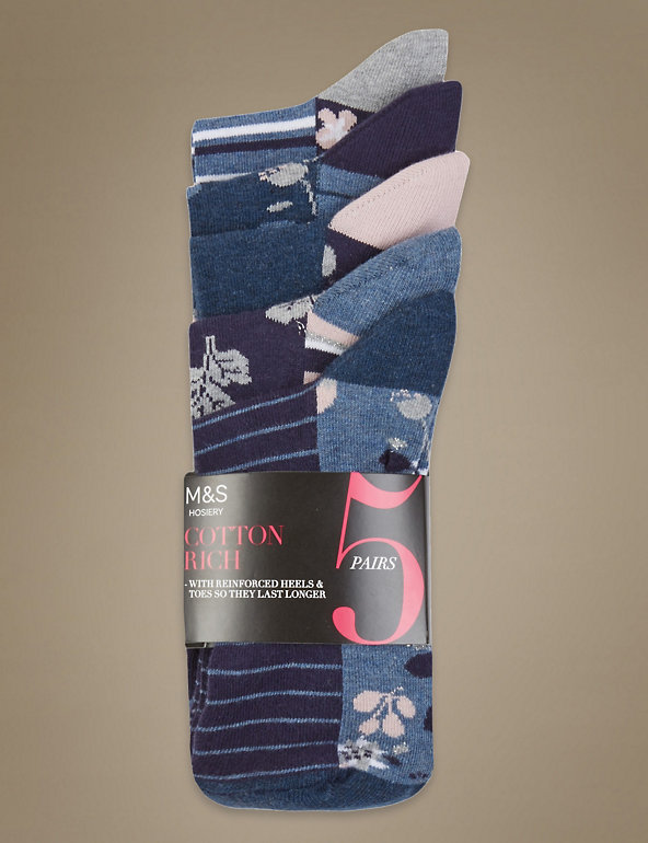5 Pair Pack Assorted Ankle Socks Image 1 of 2