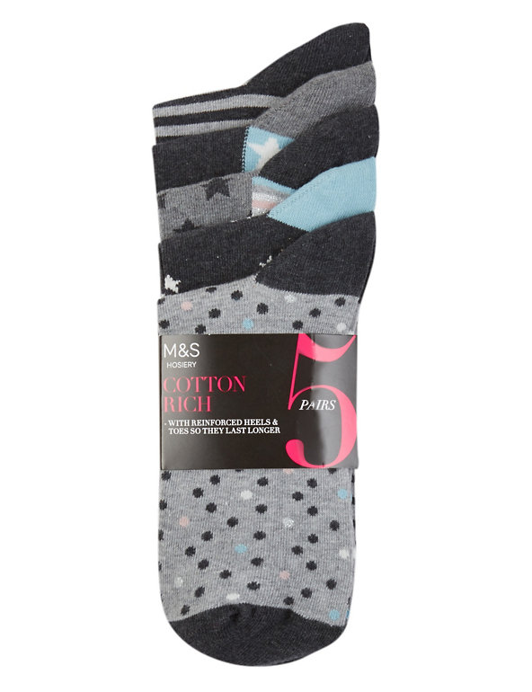 5 Pair Pack Assorted Ankle Socks Image 1 of 2