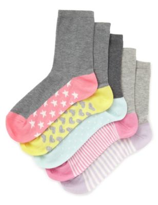 5 Pair Pack Assorted Footbed Socks Image 1 of 1