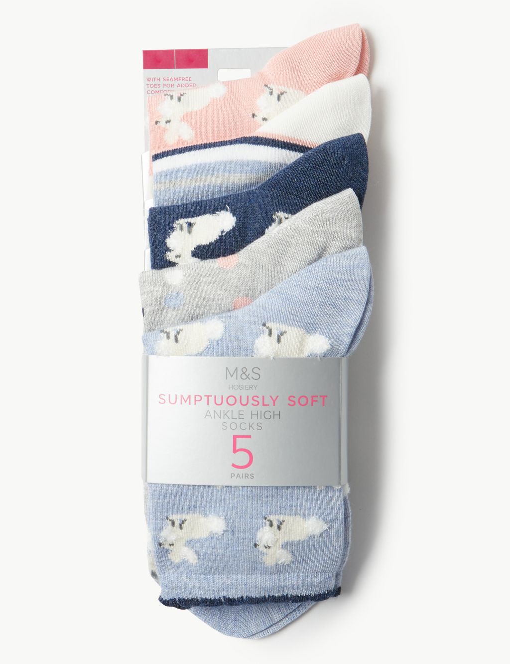 5 Pair Pack Bunny Ankle High Socks 2 of 2