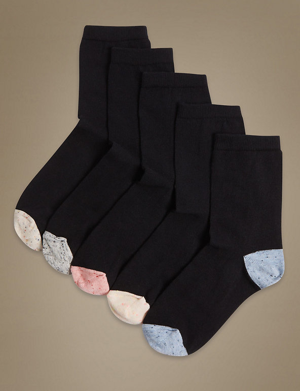 5 Pair Pack Cotton Rich Ankle High Socks Image 1 of 2