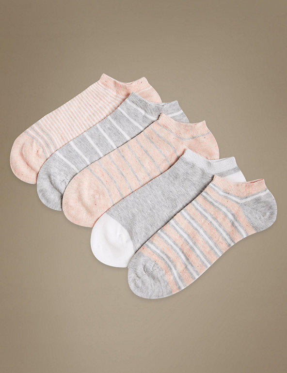 5 Pair Pack Cotton Rich Trainer Liner Socks Image 1 of 2