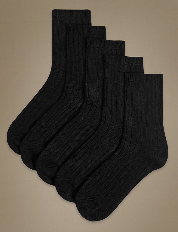 5 Pair Pack Heavyweight Sumptuously Soft Ankle High Socks Image 1 of 2