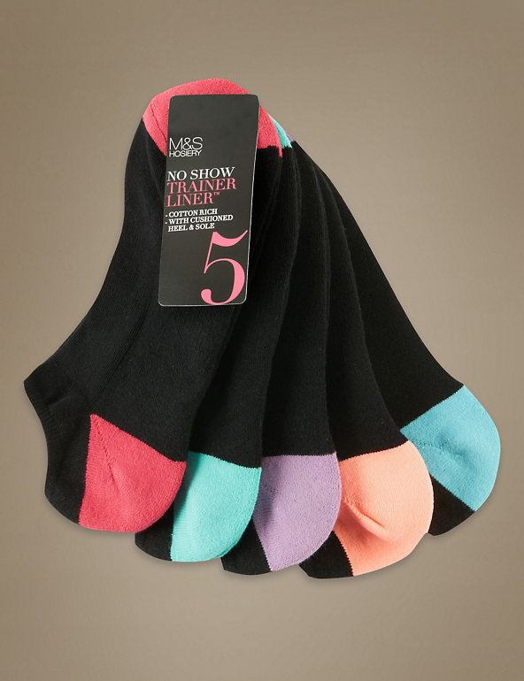 5 Pair Pack No Show Heal & Toe Trainer Liner™ Socks Image 1 of 2