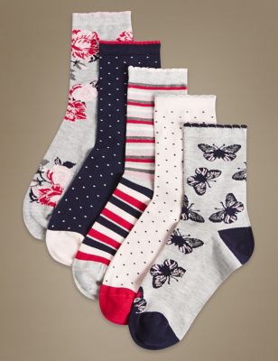 5 Pair Pack Sumptuously Soft Ankle High Socks Image 1 of 2