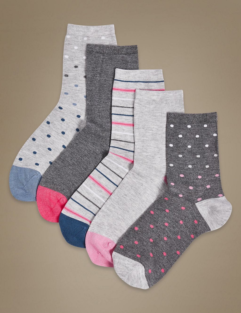 5 Pair Pack Sumptuously Soft Ankle High Socks 1 of 2