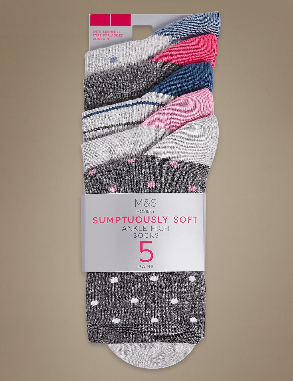 5 Pair Pack Sumptuously Soft Ankle High Socks 2 of 2
