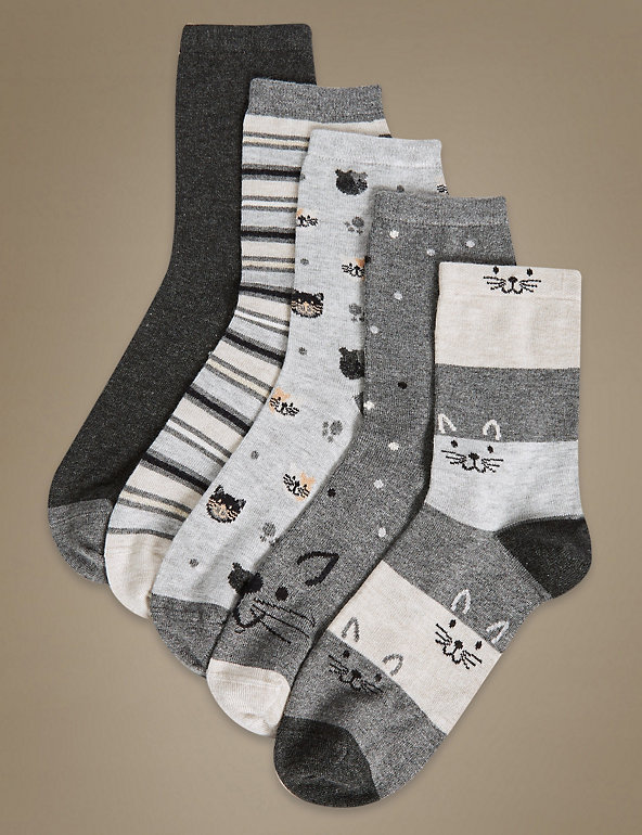 5 Pair Pack Supersoft Ankle High Socks Image 1 of 2