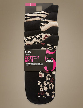 5 Pair Pack of Cotton Rich Animal Socks Image 2 of 3