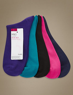 5 Pair Pack of Cotton Rich Ankle High Socks Image 2 of 3
