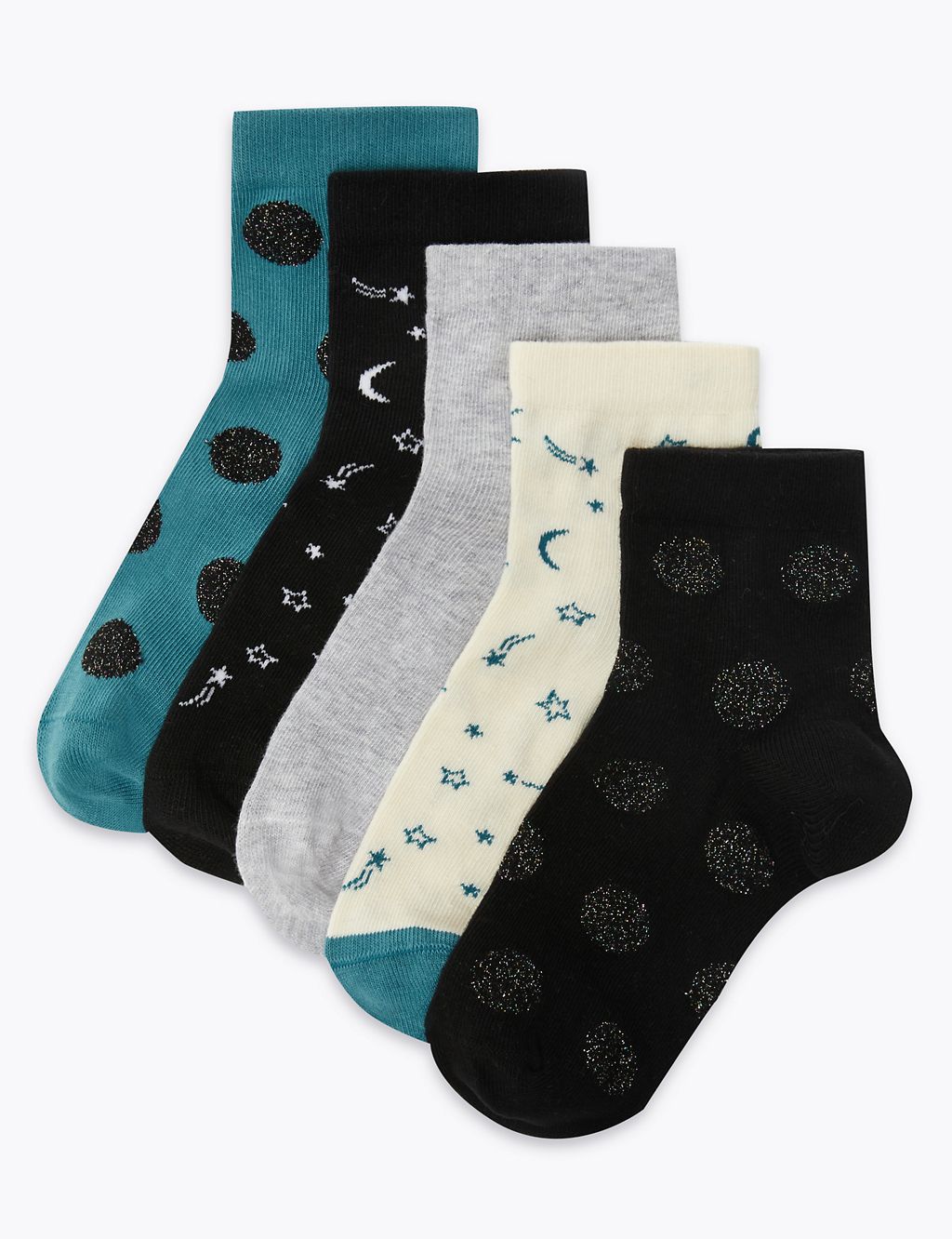 5 Pairs Space & Spot Ankle Socks 1 of 1