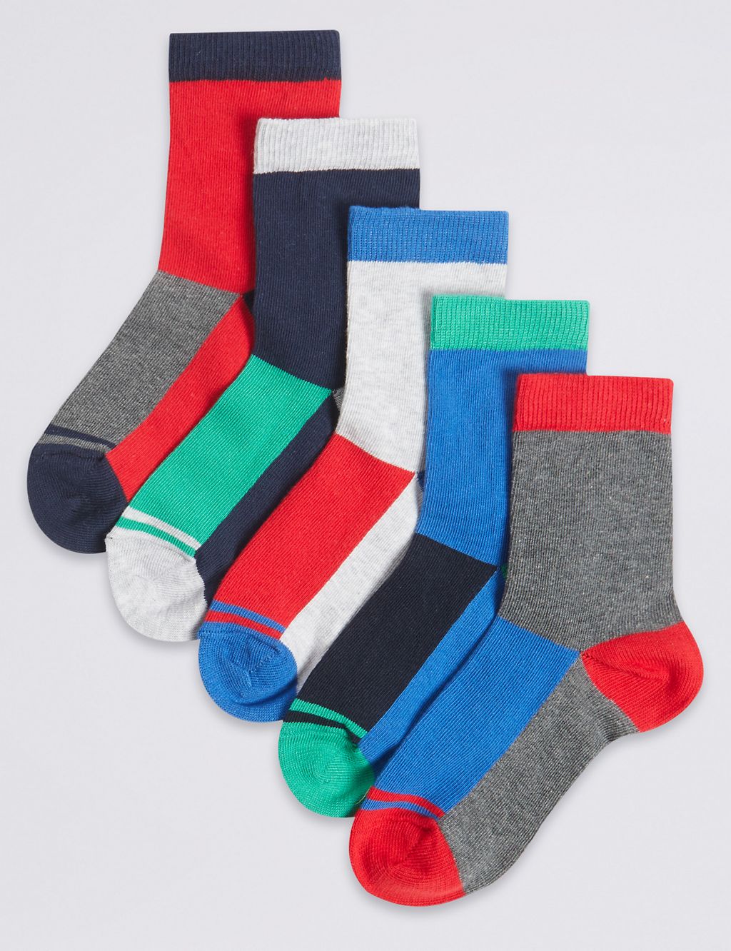 5 Pairs of Colour Block Socks 1 of 1