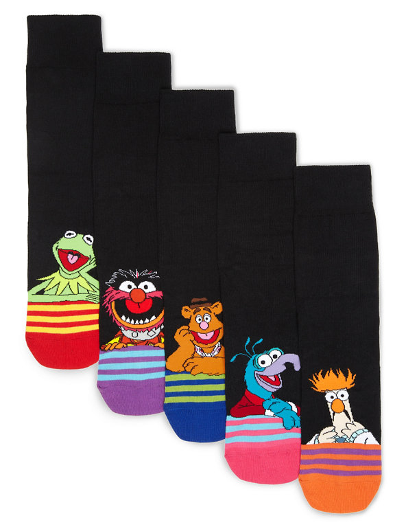 5 Pairs of Cotton Rich Assorted Muppets Socks Image 1 of 1