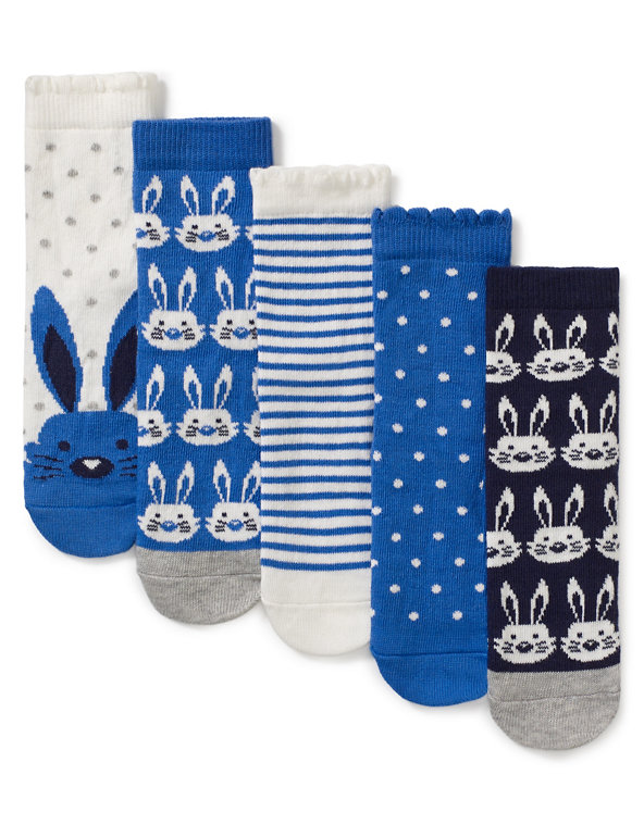 5 Pairs of Cotton Rich Assorted Socks (1-7 Years) Image 1 of 1
