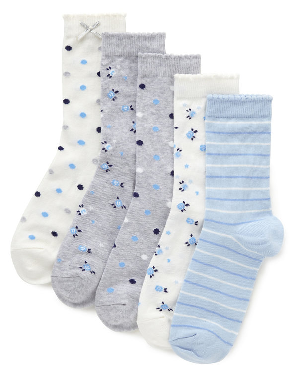 5 Pairs of Cotton Rich Assorted Socks Image 1 of 1
