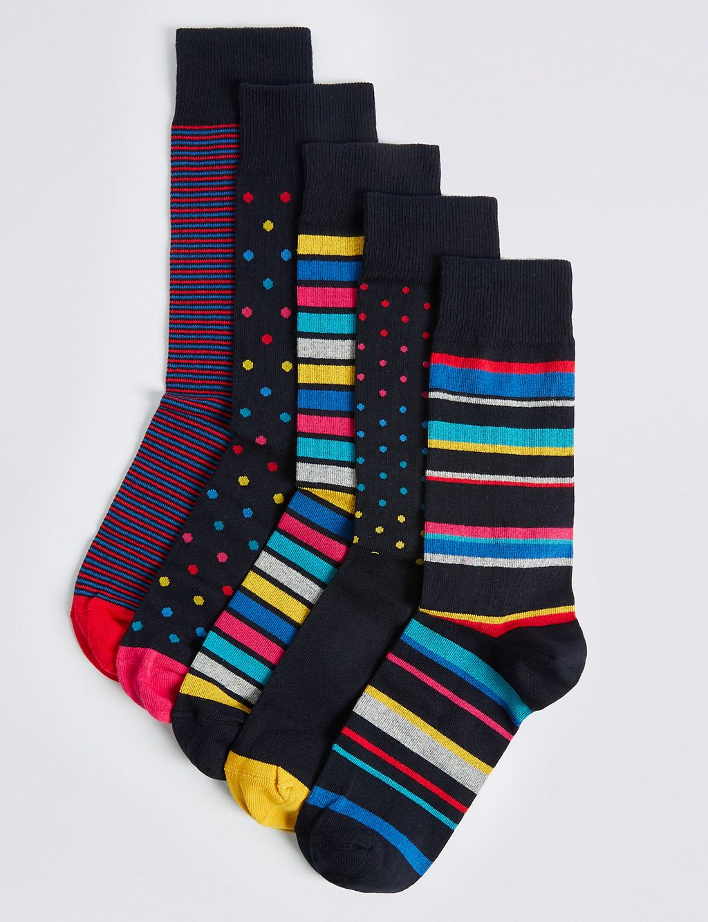 5 Pairs of Cotton Rich Assorted Socks 1 of 2
