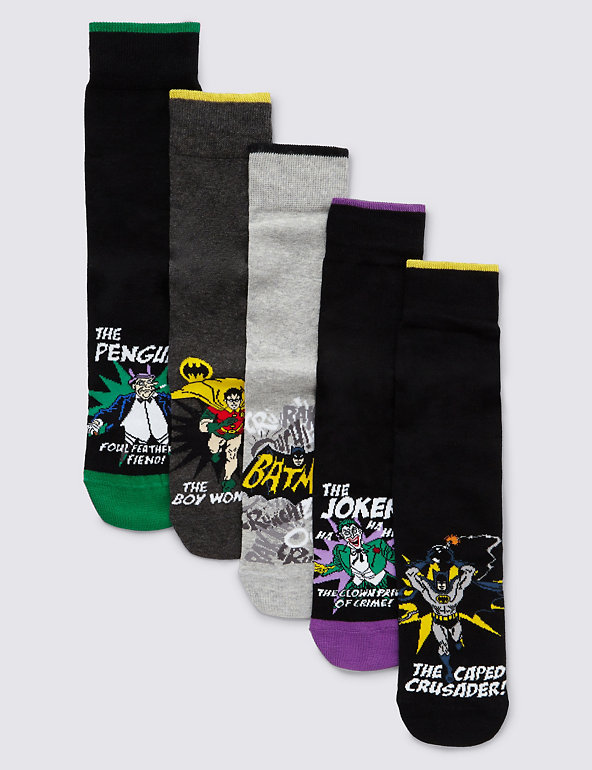 5 Pairs of Cotton Rich Batman™ Socks Image 1 of 1