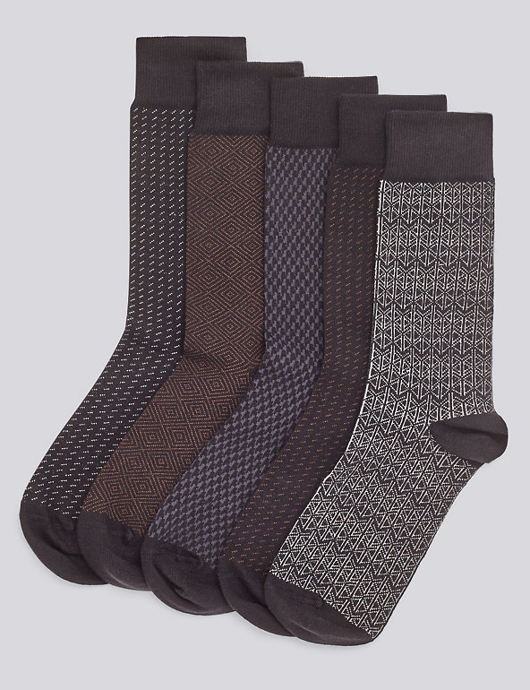 5 Pairs of Cotton Rich Freshfeet™  Socks Image 1 of 1