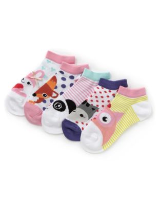 5 Pairs of Cotton Rich Freshfeet™ Animal Trainer Liner Socks with Silver Technology Image 1 of 1