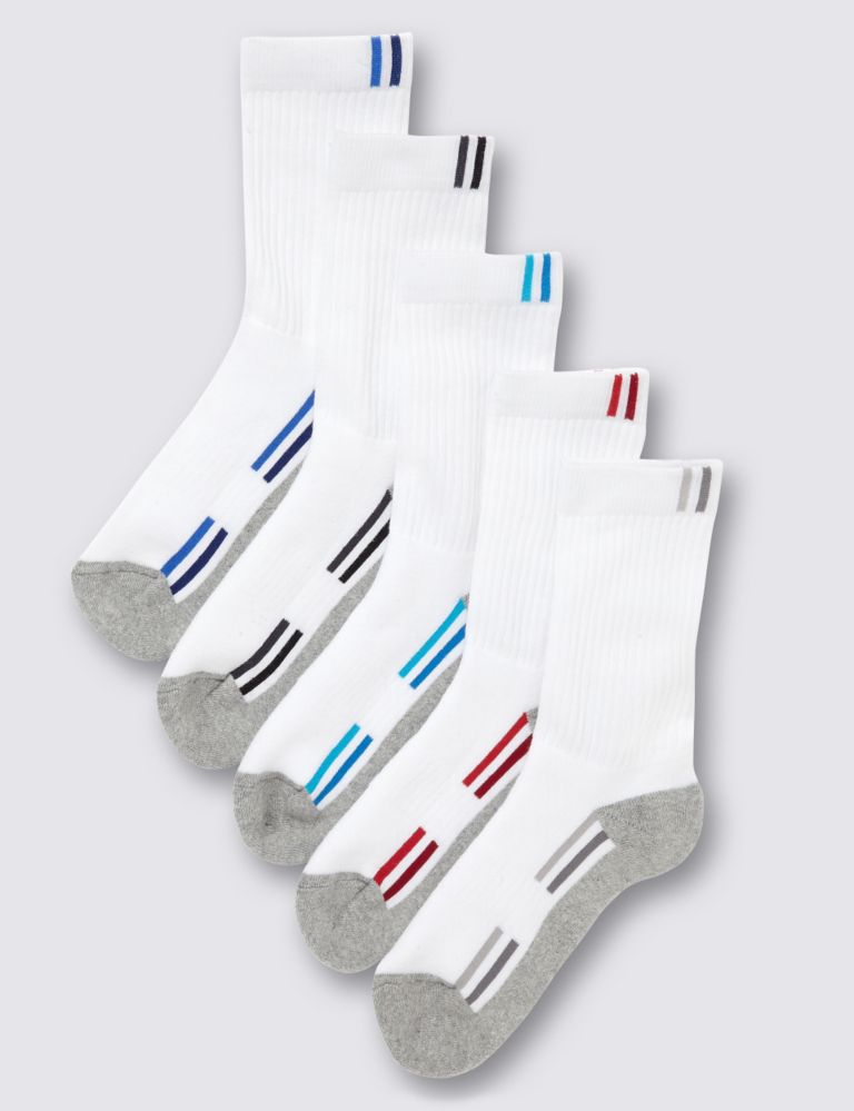 5 Pairs of Cotton Rich Freshfeet™ Sports Socks  (5-14 Years) 1 of 1