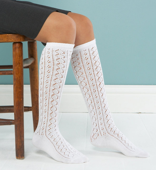 5 Pairs of Cotton Rich Long Pelerine School Socks Image 1 of 1