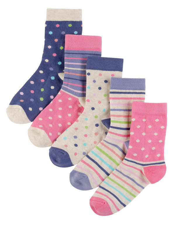 5 Pairs of Cotton Rich Multi Patterned Socks Image 1 of 1