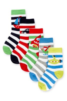 5 Pairs of Cotton Rich Rocket & Striped Socks Image 1 of 1
