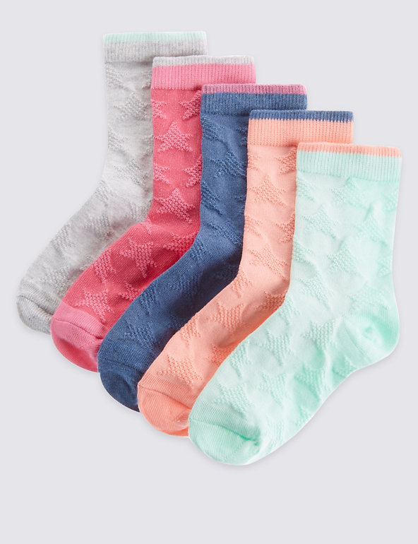 5 Pairs of Cotton Rich Socks with Freshfeet™ (1-14 Years) Image 1 of 1