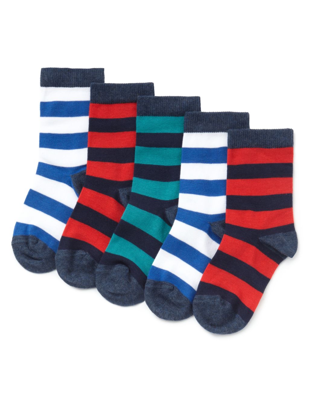 5 Pairs of Cotton Rich Striped Socks (1-7 Years) 1 of 1