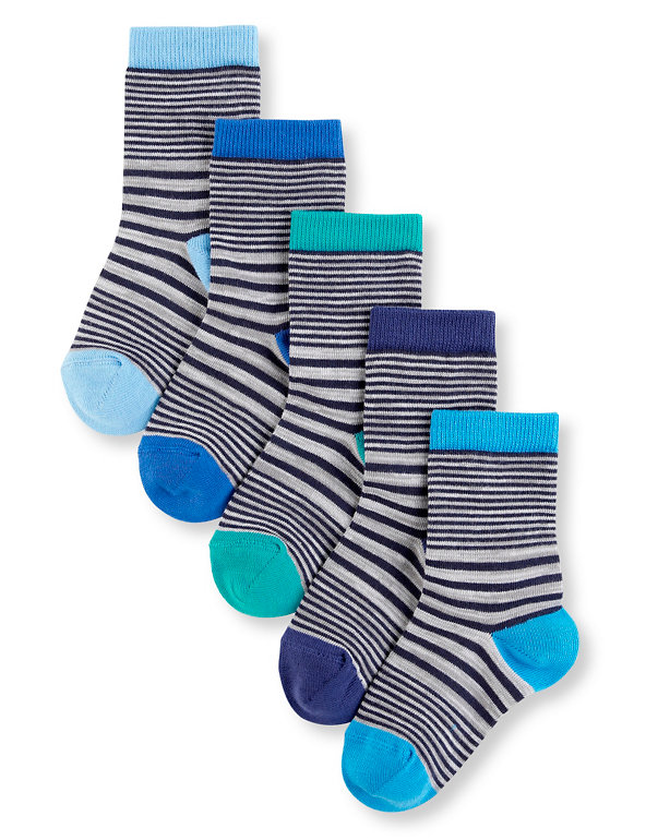 5 Pairs of Cotton Rich Striped Socks Image 1 of 1