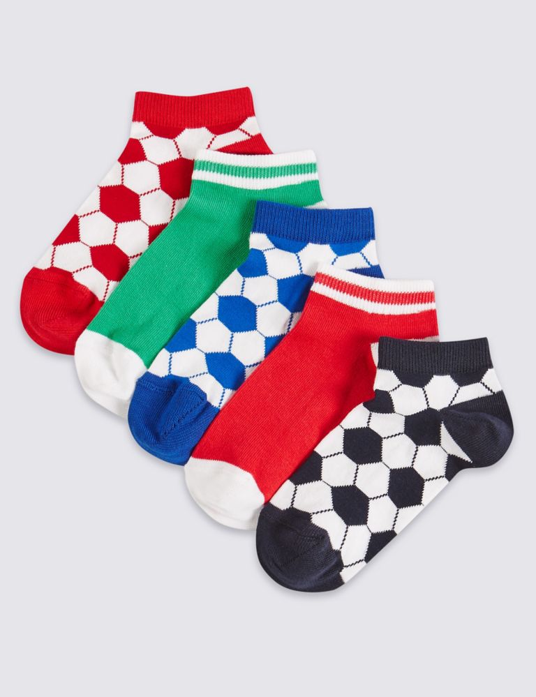 5 Pairs of Cotton Rich Trainer Liner Socks (3-14 Years) 1 of 1