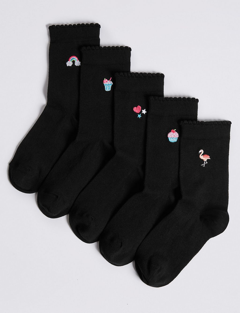 5 Pairs of Embroidered Socks (1-14 Years) 1 of 1