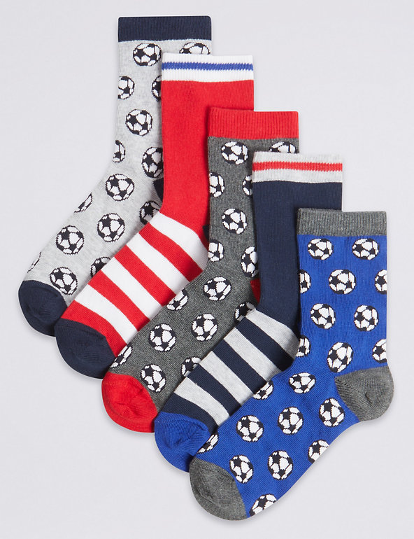 5 Pairs of Football Sport Socks Image 1 of 1