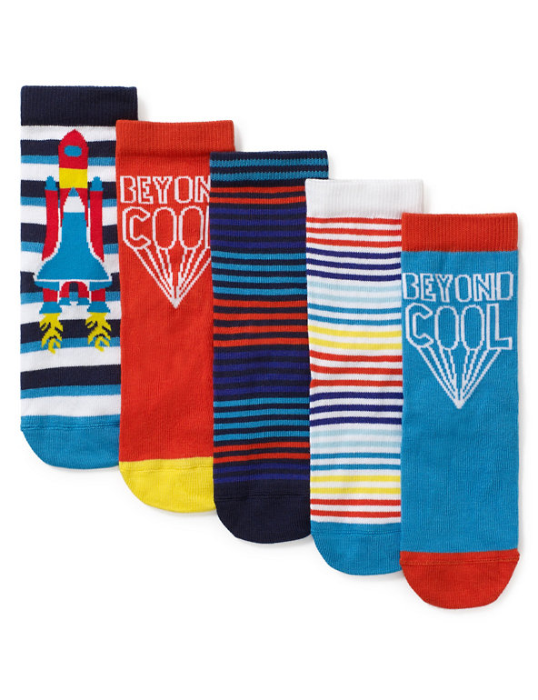 5 Pairs of Freshfeet™ Assorted Socks with Silver Technology (1-7 Years) Image 1 of 1