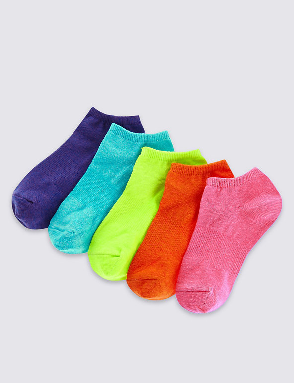 5 Pairs of Freshfeet™ Assorted Trainer Liner Socks (5-14 Years) Image 1 of 1
