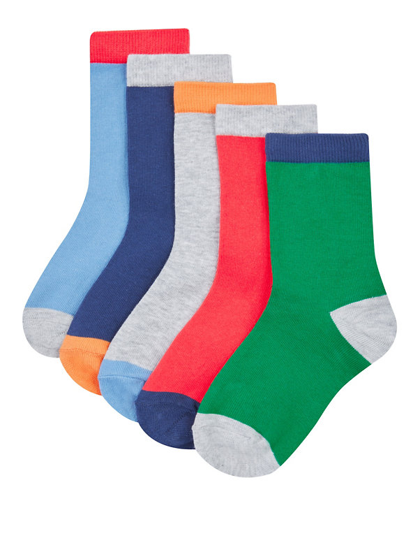 5 Pairs of Freshfeet™ Cotton Rich Assorted Socks  (5-14 Years) Image 1 of 1