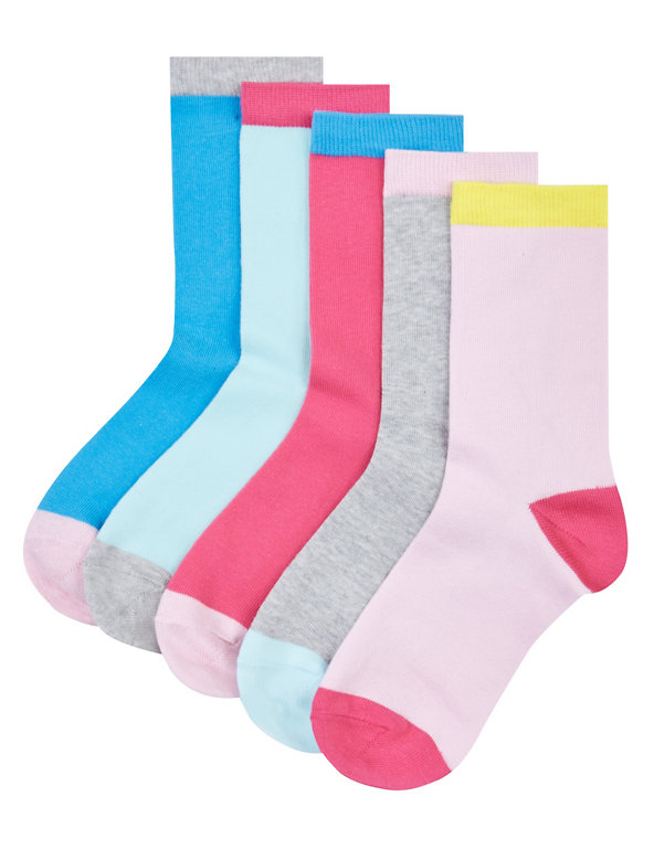 5 Pairs of Freshfeet™ Cotton Rich Assorted Socks  (5-14 Years) Image 1 of 1