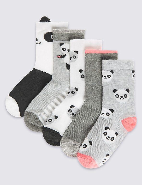 5 Pairs of Freshfeet™ Cotton Rich Assorted Socks (1-14 Years) Image 1 of 1