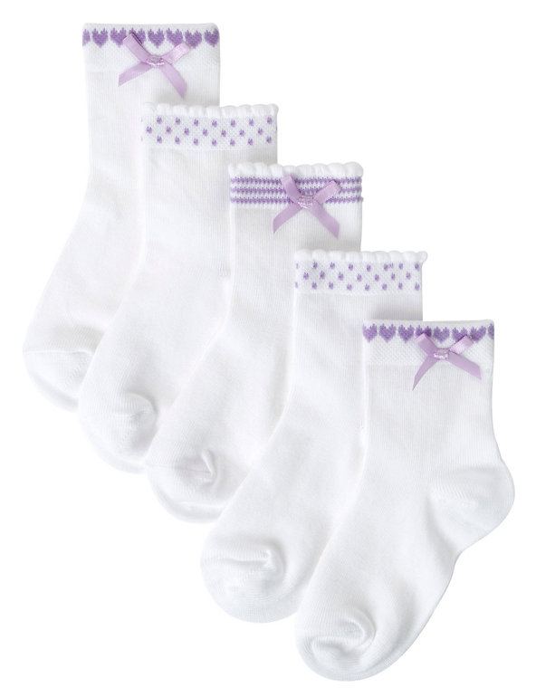 5 Pairs of Freshfeet™ Cotton Rich Assorted Socks (2-11 Years) Image 1 of 1