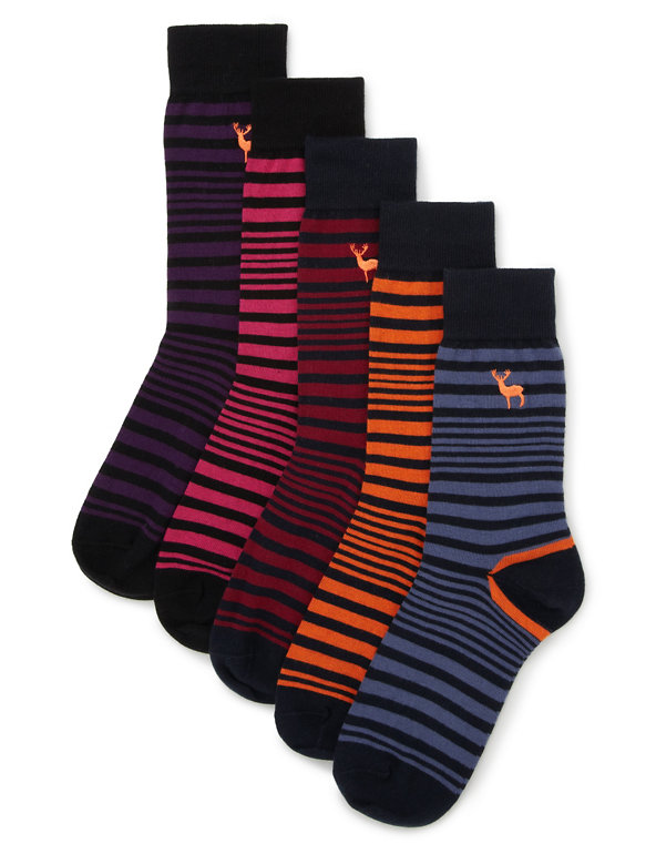 5 Pairs of Freshfeet™ Cotton Rich Assorted Socks Image 1 of 1