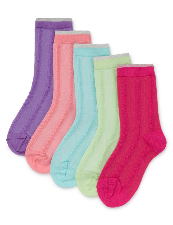 5 Pairs of Freshfeet™ Cotton Rich Assorted Socks with Silver Technology (1-7 Years) Image 1 of 1
