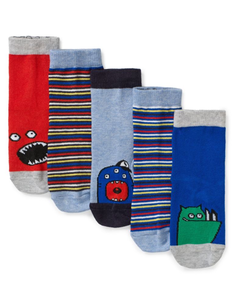 5 Pairs of Freshfeet™ Cotton Rich Assorted Socks with Silver Technology (1-7 Years) 1 of 1