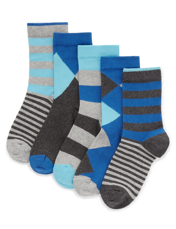 5 Pairs of Freshfeet™ Cotton Rich Assorted Socks with Silver Technology Image 1 of 1