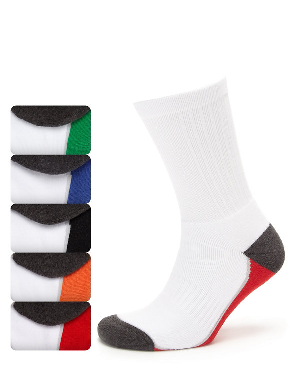 5 Pairs of Freshfeet™ Cotton Rich Assorted Sports Socks Image 1 of 1