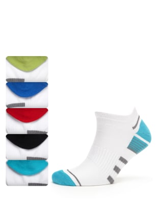 5 Pairs of Freshfeet™ Cotton Rich Assorted Sports Socks with Silver