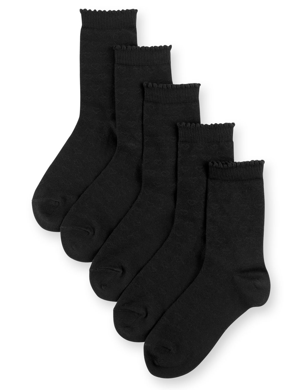 5 Pairs of Freshfeet™ Cotton Rich Heart Print Socks (3-11 Years) 1 of 2