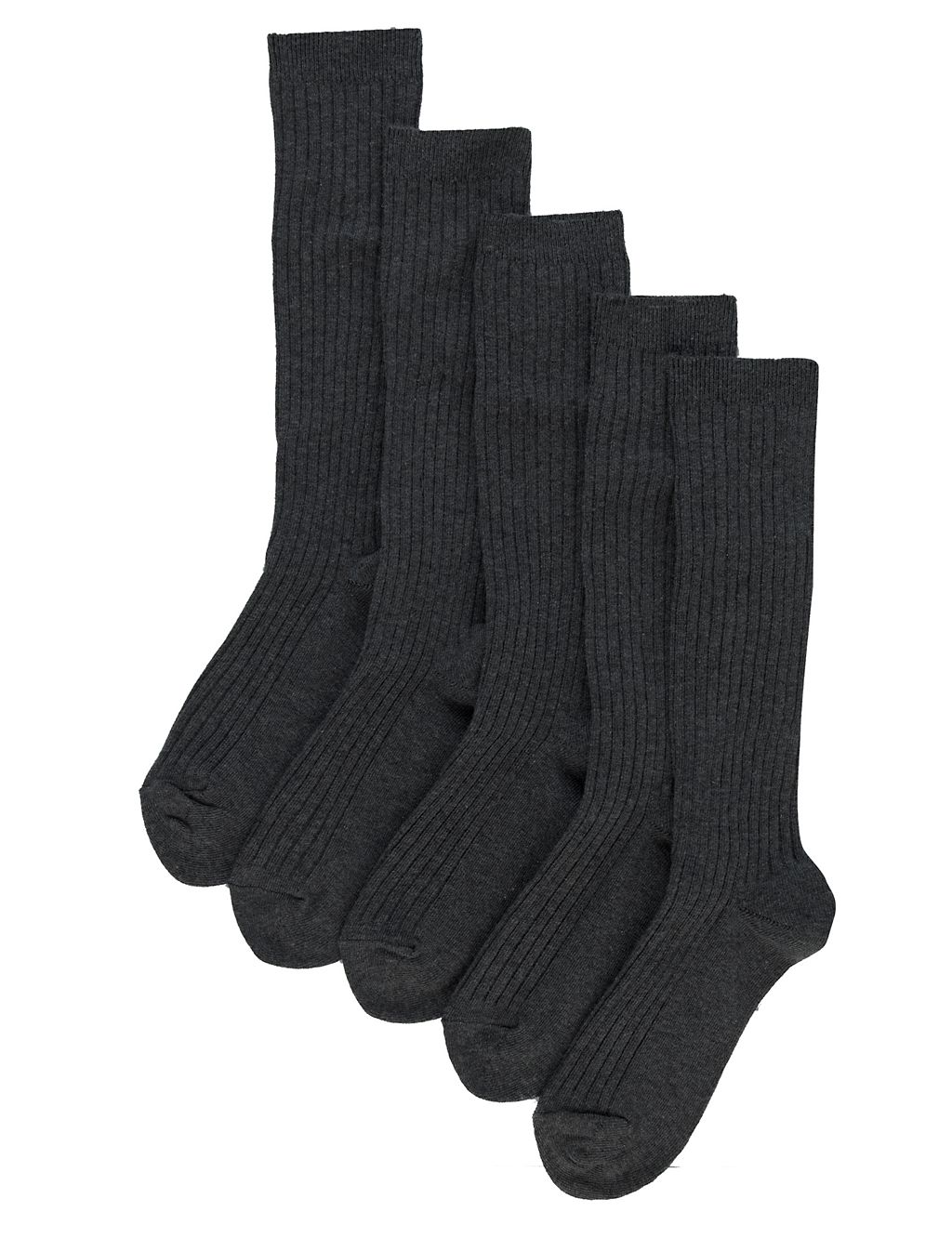 5 Pairs of Freshfeet™ Cotton Rich Long Ribbed School Socks with StayNEW™ (5-14 Years) 1 of 1