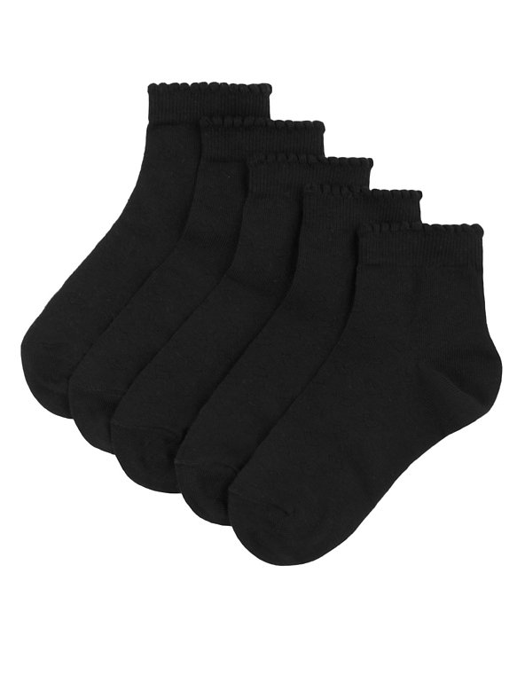 5 Pairs of Freshfeet™ Cotton Rich Picot Trim Socks (5-14 years) Image 1 of 1