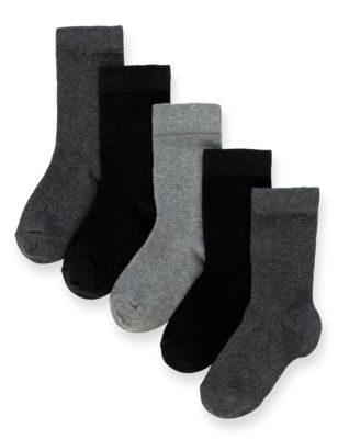 5 Pairs of Freshfeet™ Cotton Rich School Socks with Silver Technology (5-14 Years) Image 1 of 2