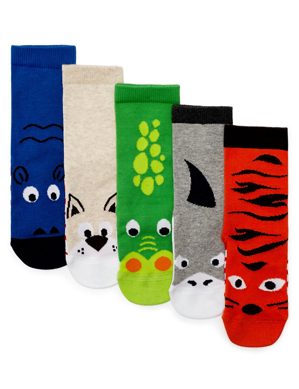 5 Pairs of Freshfeet™ Cotton Rich Socks with Silver Technology (1-7 Years) Image 1 of 1
